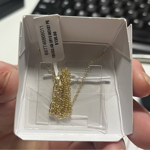 DISNEY. Crystal Mickey Mouse Pendant Necklace in 18K Gold Plated Sterling, 18” - Picture 7 of 7